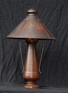 Large Benedict Studios Hammered Copper and Mica Table Lamp Van Erp Stickley era